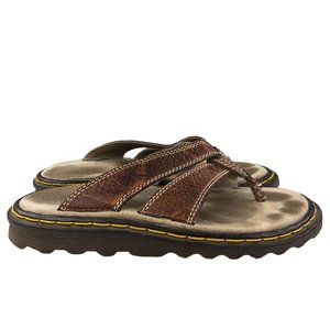 Dr. Martens Unisex Size 5M 8L Brown Leather Open Toe Slip On Flip Flop Sandals